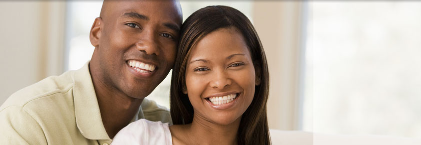 laughing woman with blurred background